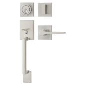 RONA Entry Door Handleset with Deadlock and Indoor Lever Handle - Satin Nickel
