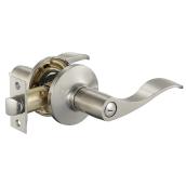 Poignée de porte à levier Hydra RONA verrouillable pour chambre ou salle de bain, nickel satiné