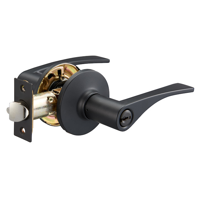 RONA APA Keyed Entry Door Lever Set with Latch - Matte Black