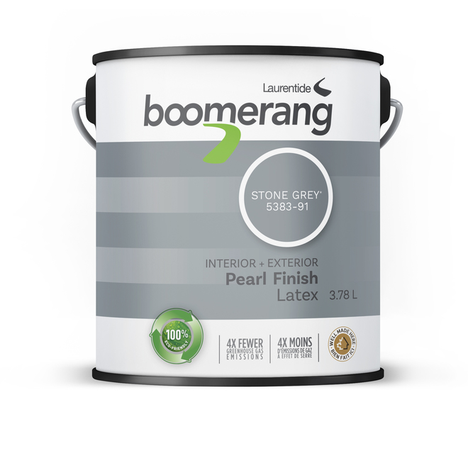 Boomerang Acrylic Latex Paint - Interior and Exterior - Pearl Finish - 3.78 L
