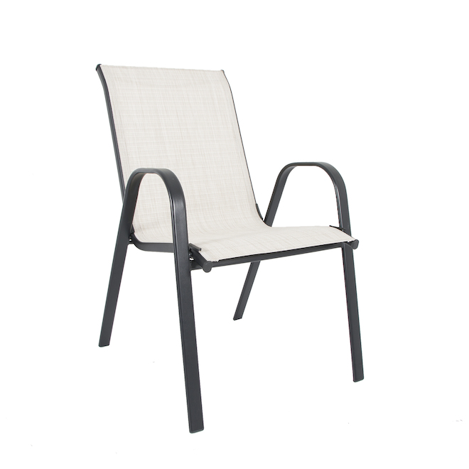 Bazik Beige Steel Stackable Chair