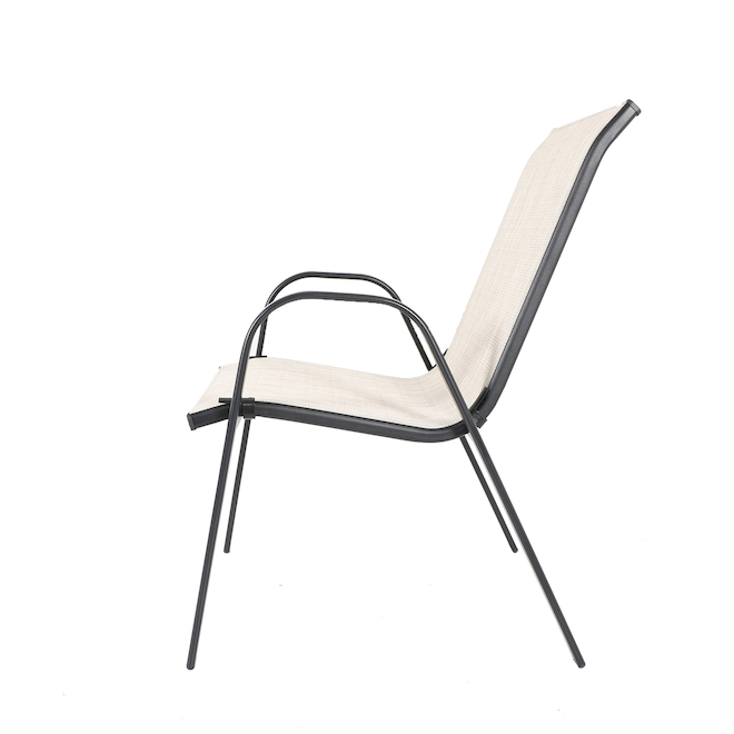 Bazik Beige Steel Stackable Chair