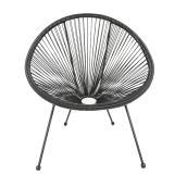 Bazik Beige Steel Woven Wicker Stackable Chair