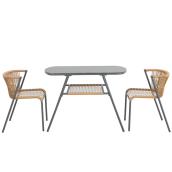 Landon & Co. Bistro Set in Wicker and Black Steel Frame - 3-Piece