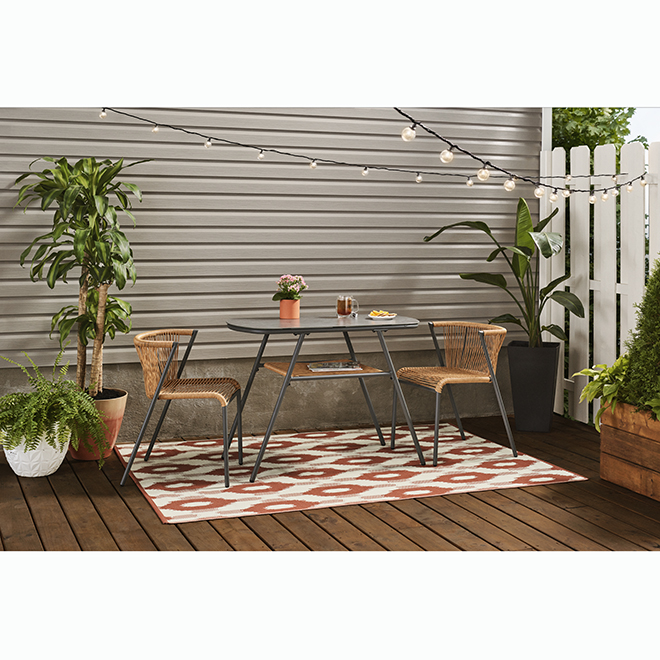 LANDON&CO Landon & Co. Bistro Set in Wicker and Black Steel Frame