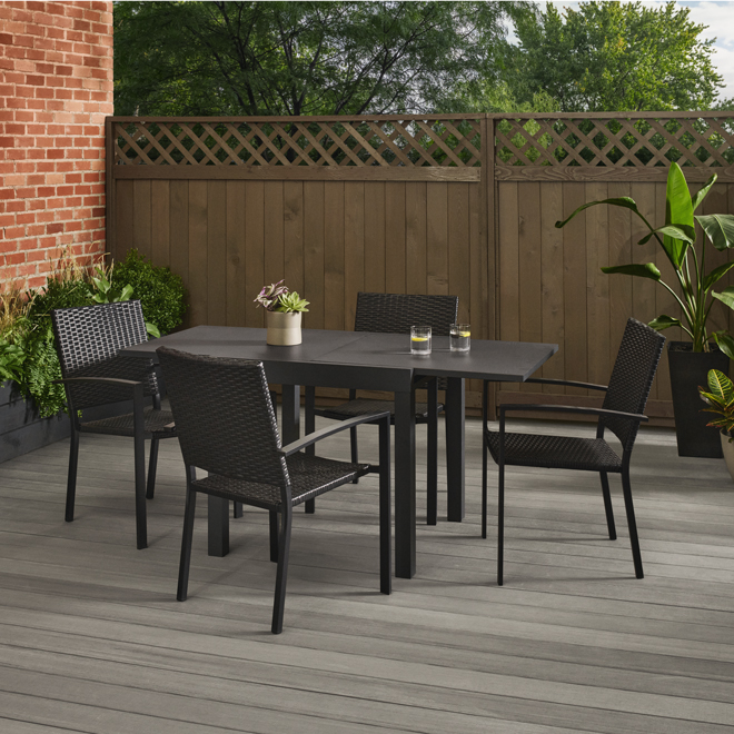 Landon & Co. Patio Dining Table with Extendable Design in Grey Aluminum - 29.5 x 32 x 32-in