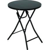 Bazik 23-in Black Round Folding Glass Table