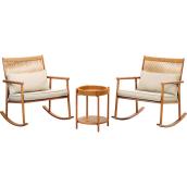 Origin 21 Estancia Garden Furniture Set with 2 Rocker Chairs and Coffee Table - Weaved Wicker/Wood Metal Finish