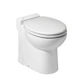 Toilette ronde en porcelaine blanche Sanicompact de Saniflo, chasse double, sans réservoir, macérateur intégré