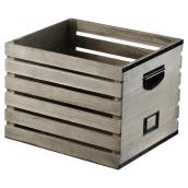 Caisse en bois avec étiquette gris