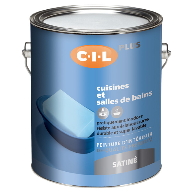 Base de peinture d'intérieur auto-apprêtante au latex C-I-L Plus, fini satiné, base blanche, 3,78 l