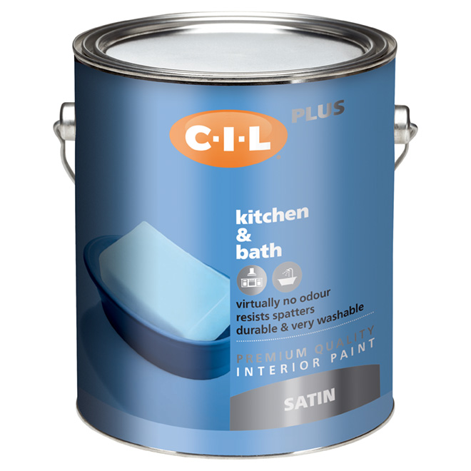 C-I-L Plus-Latex Self-Priming Interior Paint Base - Satin Finish - White Base - 3.78-L