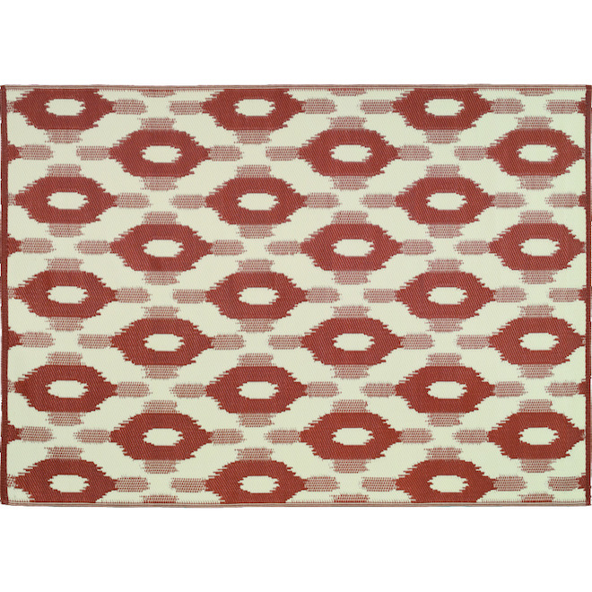 Tapis décoratif d'extérieur Bazik cercles rouges multicouleur toile 5 pi x 7 pi