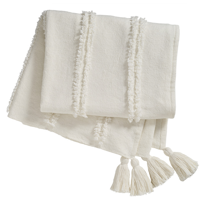 Landon & Co. 50 x 60-in Natural Tones Throw with Stripes and Fringes