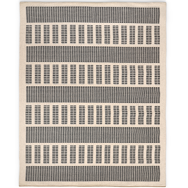Landon & Co. Decorative Patio Rug in Flat Weave Black and Beige Polypropylene - 8 x 10-ft