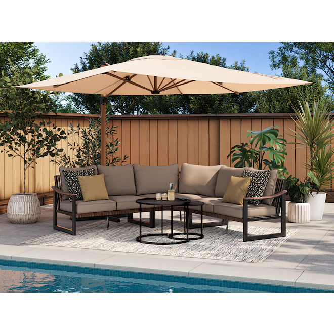 CANOPII Throw Cushion in Polyester with Geometric Pattern for Outdoor 20 x 2 x 20-in - Black