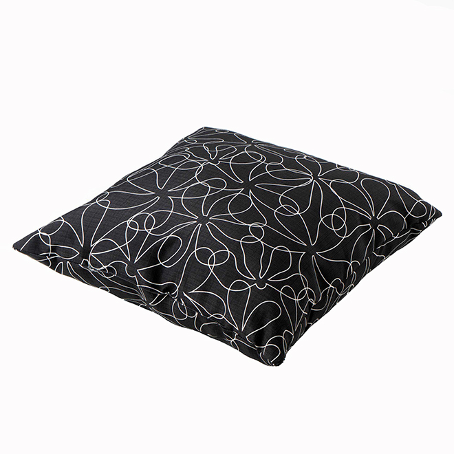 CANOPII Throw Cushion in Polyester with Abstract Floral Pattern for Outdoor 20 x 2 x 20-in - Black