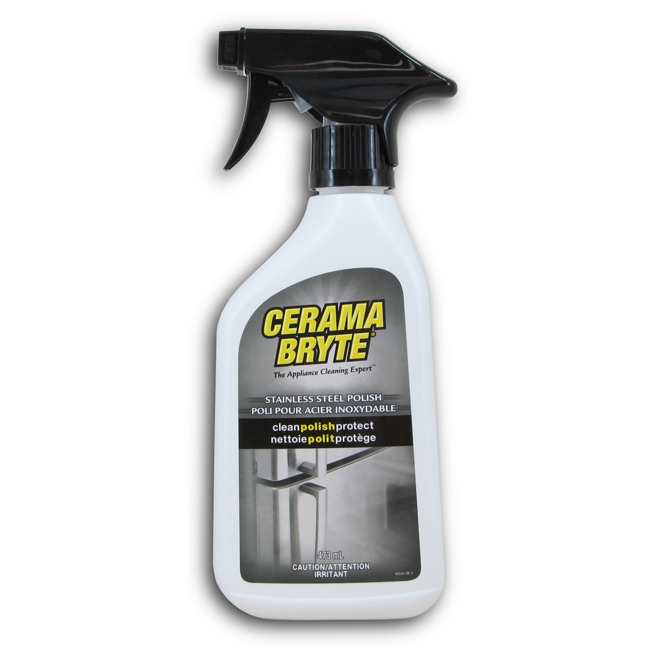 Nettoyant et poli pour acier inoxydable Cerama Bryte, élimine les taches d'eau, contient de l'huile minérale, 474 ml