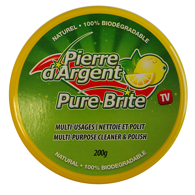 Nettoyant tout usage pour acier inoxydable Pure Brite Pierre d'Argent, 100  % biodégradable, à base d'argile, 200 g