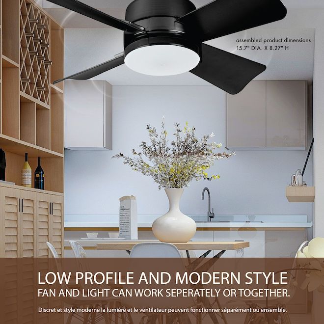 Bell + Howell 15.75-in Black LED Indoor Remote-Controlled Ceiling Fan - 4-Blade