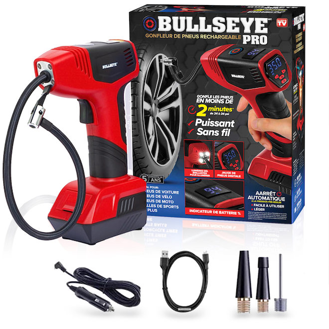 Gonfleur de pneu Bullseye Pro Bell+Howell 12 V 150 psi