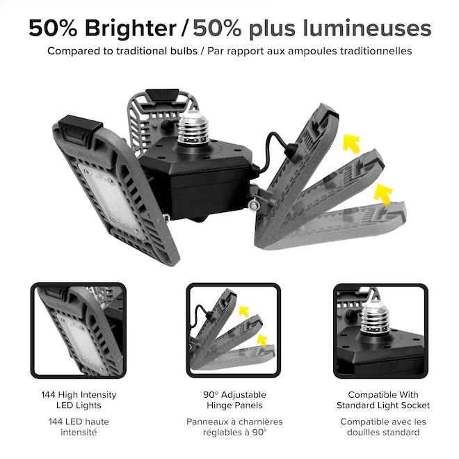 Bell + Howell Triburst 144 Lights 5500 Lumens Triple-Panel Multi-Directional LED Light
