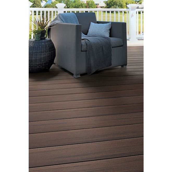 Timbertech Prime+ Solid Dark Cocoa Composite Wood Deck Board - 16-ft