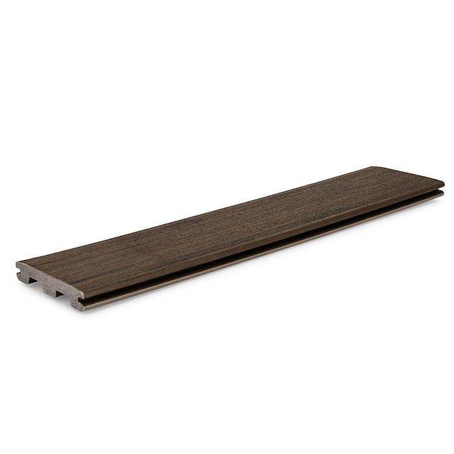 Timbertech Prime+ Grooved Dark Cocoa Composite Wood Deck Board - 12-ft