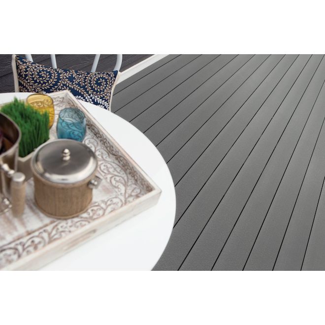 Timbertech Prime Solid Maritime Grey Composite Wood Deck Board - 20-ft