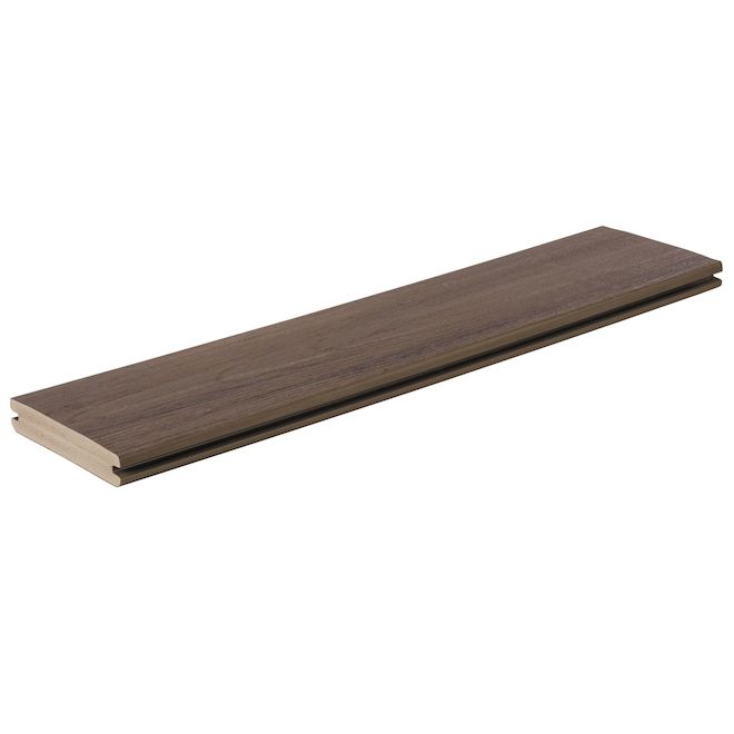 Timbertech Landmark American Walnut Grooved PVC Deck Board - 12-ft