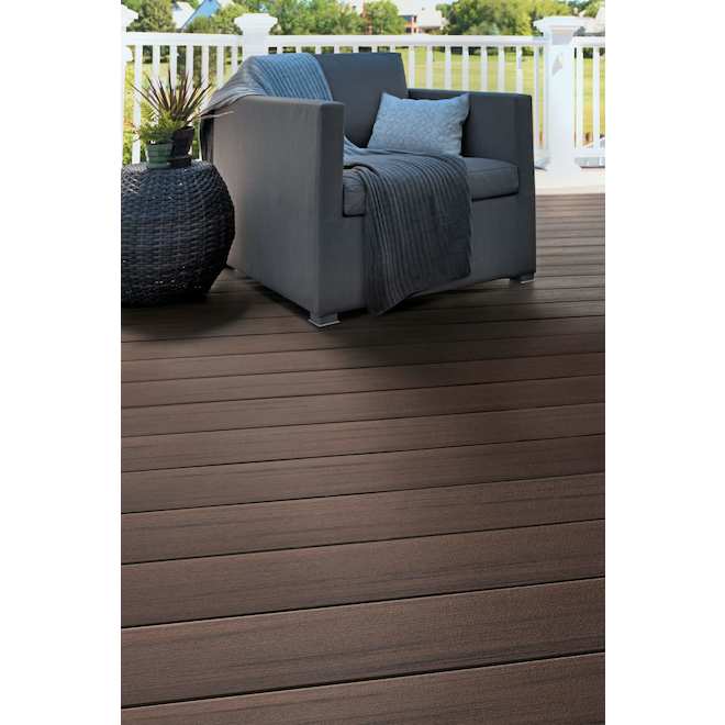 Timbertech Prime+ Grooved Dark Cocoa Composite Wood Deck Board - 20-ft