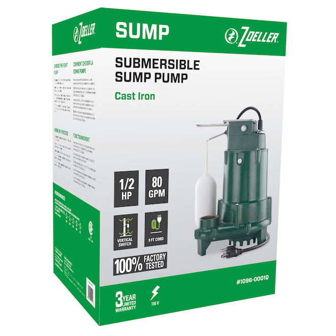 Zoeller 1/2-HP 115-Volt Cast Iron Submersible Sump Pump in the