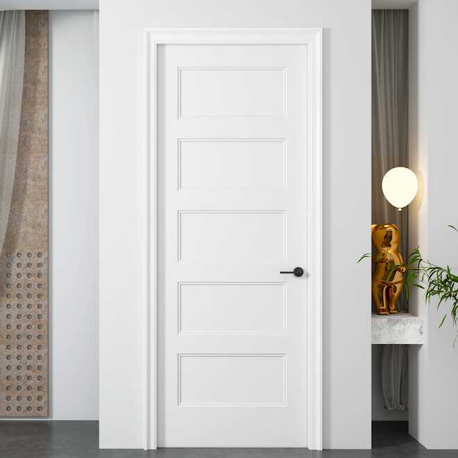 Porte intérieur Mencraft à 5 panneaux composite blanc 80 po  x 30 po