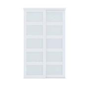 Porte coulissante blanche Landon & Co. 48 l. x 80,5 po h. avec 5 panneaux de verre givré