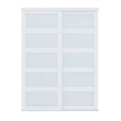 Porte coulissante blanche Landon & Co. 60 l. x 80,5 po h. avec 5 panneaux de verre givré