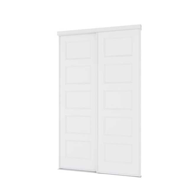 Porte coulissante blanche Landon & Co. 48 l. x 80,5 po h. avec 5 panneaux