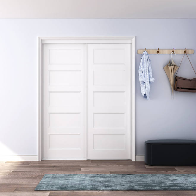 Landon & Co. 60 W x 80.5-in H White Sliding Door w/ 5-Panel