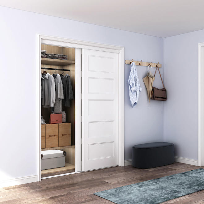 LANDON&CO Landon & Co. 60 W x 80.5-in H White Sliding Door w/ 5