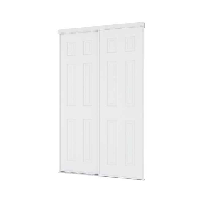 LANDON&CO Landon & Co. 48 W x 80.5-in H White Sliding Door w/ 6