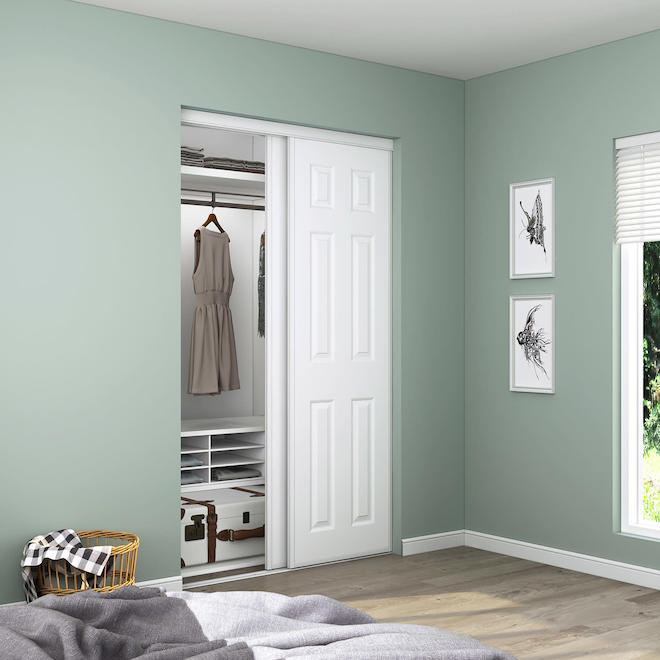 LANDON&CO Landon & Co. 48 W x 80.5-in H White Sliding Door w/ 6