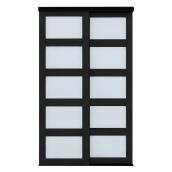 Landon & Co. 48 W x 80.5-in H Black Sliding Door w/ 5-Lite Frosted Glass