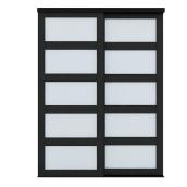 Porte coulissante noir Landon & Co. 60 l. x 80,5 po h. avec 5 panneaux de verre givré