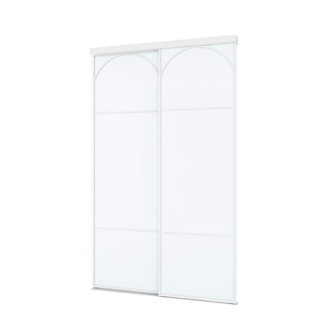Landon & Co. 48 W x 80.5-in H White Arch Sliding Door w/ Frosted Glass Panels