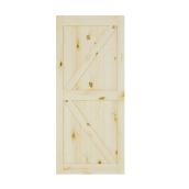 Porte de grange K-Style Landon & Co. en pin noueux naturel, 36 x 84 po