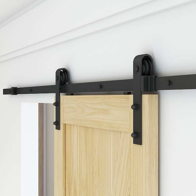 Landon & Co. Origin Rail System for Barn Doors in Matte Black Steel - 78.75-in