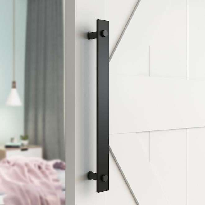 Landon & Co. Flat Barn Door Handle in Matte Black Steel