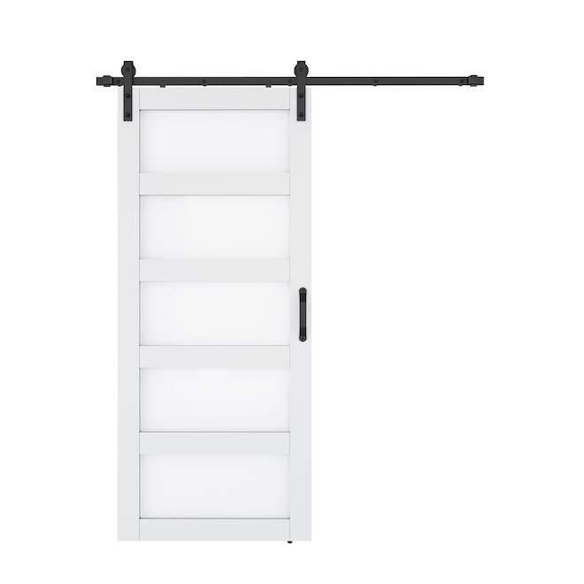 Ensemble de porte de grange Landon & Co. en MDF blanc avec 5 verres, 36 x 84 po