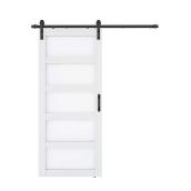 Ensemble de porte de grange Landon & Co. en MDF blanc avec 5 verres, 36 x 84 po