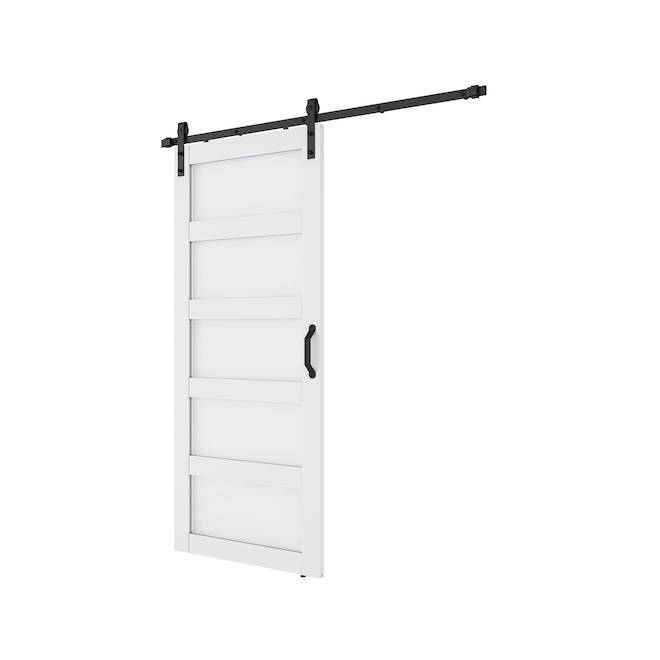 Ensemble de porte de grange Landon & Co. en MDF blanc avec 5 verres, 36 x 84 po