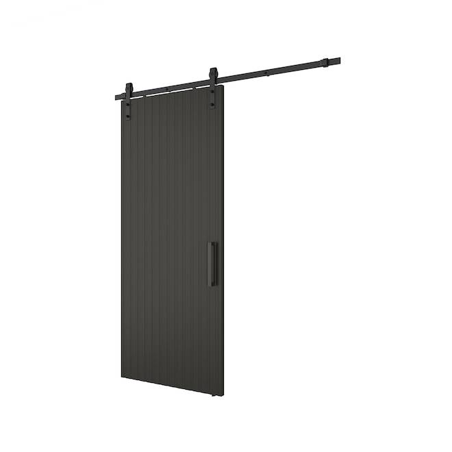 Ensemble de porte de grange Ribb Landon & Co. en MDF noir mat, 36 x 84 po